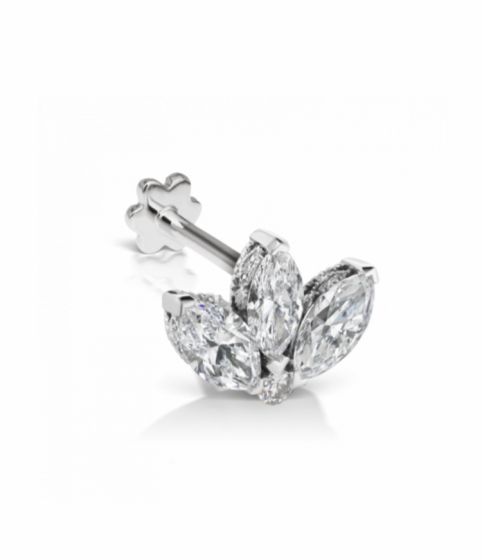 Maria Tash 3mm Diamond Engraved Lotus Threaded Stud 6.5MM