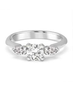 Propose Tonight Three Stone Round Marquee Diamond Engagement Ring