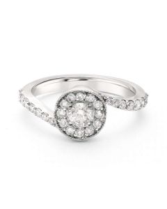 Propose Tonight Swirl Round Diamond Halo Engagement Ring