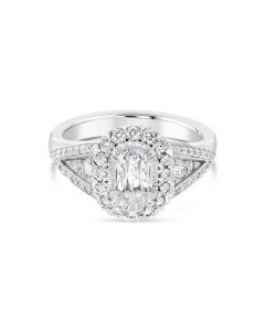 Christopher Designs 18K White Gold L'Amour Diamond Halo & V Shank Engagement Ring L174-050