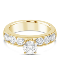 Propose Tonight 14k Yellow Gold Round Cut Diamond Pave Engagement Ring