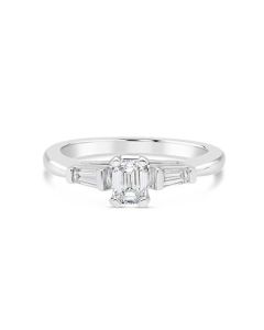 Propose Tonight Emerald Cut and Baguette Diamond Engagement Ring in 14K White Gold AER9307/50W