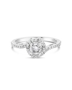 Propose Tonight Round Halo Engagement Ring In 18K White Gold R28555