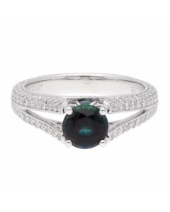 Propose Tonight Round Sapphire Center Diamond Side Engagement Ring