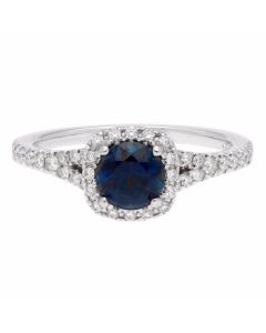 Propose Tonight Round Sapphire Halo Engagement Ring