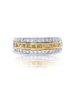 JB Star Fancy Princess Cut Yellow and White Diamond Wedding Band 0543-142