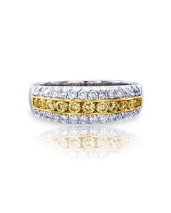 JB Star Fancy Yellow and White Round Diamond Wedding Band 0553-056