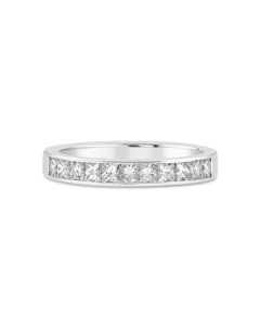 James Free 14K White Gold Wedding Band With Channel Set Diamond Pave .56ctw