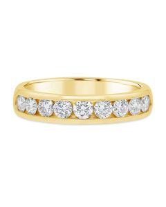 14kt Yellow Gold 3/4 Carat 9 Diamond Channel Set Band 