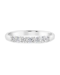 James Free 14kt White Gold 1/4 ctw Seven Diamond "U" Prong Wedding Band