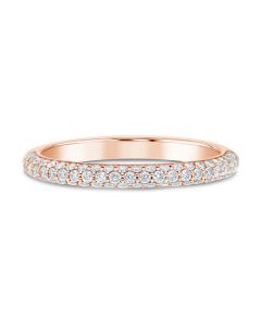 14kt Rose Gold Three Row Pave Diamond Wedding Band