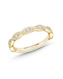 James Free 18K Yellow Vintage Style Diamond Band With Milgrain Detailing