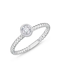 James Free 18K White Gold Bezel Set Diamond Rope Wedding Band