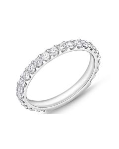 James Free 18K White Gold Half Round Diamond Band