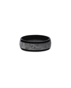 James Free Zirconium 8mm Meteorite Center and Polished Black Edge Ring Size 7