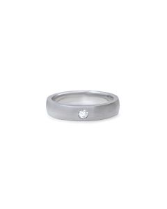 James Free 14k White Gold Low Dome Round Edge with Satin Finish Diamond Band