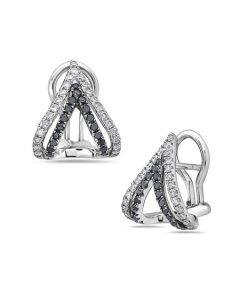 Charles Krypell 18K White Gold Double V White & Black Diamond Stud Earrings 1-9375-WBD