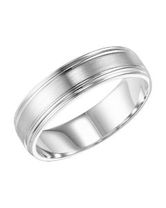 James Free 14K White Gold 6MM Satin Center Polished Double Edge Men's Band