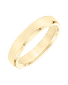 4.5MM Brushed High Polished 14k Yellow Gold Beveled Edge Men's Band