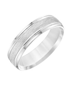 6MM Satin Center High Polished Edges 14K White Gold Men's Band