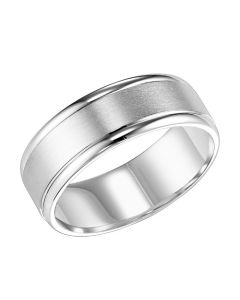 James Free 14K White Gold 6MM Polished Edge Satin Center Wedding Band