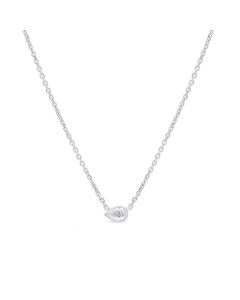 18kt White Gold Pear-Shaped 1/5 Carat Diamond Bezel Set Necklace