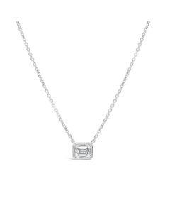 18kt White Gold Emerald Cut Bezel Set 2/5 ctw Diamond Necklace - FINAL SALE