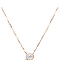 18kt Rose Gold Oval East and West Bezel Set 1/2 ctw Diamond Necklace- FINAL SALE -