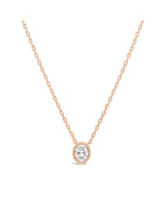 18kt Rose Gold Oval North and South Bezel Set 1/3 ctw Diamond Necklace