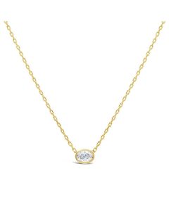 18kt Yellow Gold Oval East and West Bezel Set 1/3 ctw Diamond Necklace