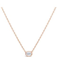 18kt Rose Gold Oval East and West Bezel Set 1/3 ctw Diamond Necklace