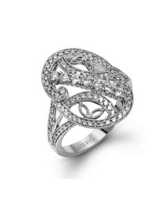 Simon G 18K White Gold Open Milgrain Diamond .74ctw Ring