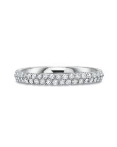 Precision Set Comfort Fit Collection Two Row 18K White Gold Diamond Eternity Wedding Band