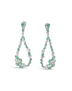Robert Procop Platinum Green Emerald and Diamond Dangle Earrings