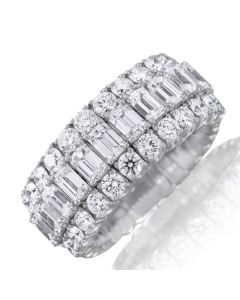 Picchiotti Xpandable 18K White Gold Emerald and Round Diamond Ring 