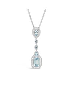 Robert Procop 18K White Gold Aquamarine and Diamond Pendant Necklace