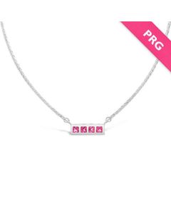 Pink Ribbon Girls Sterling Silver Pendant Necklace with Pink Topaz