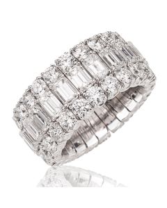 Picchiotti Xpandable Emerald Cut Lover 18K White Gold and Diamond Band 