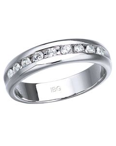James Free 14K White Gold Channel Set 9 Round Diamond Men's Band 0.25 Carats