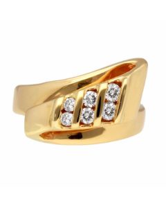 James Free Estate Three Row Diamond Channel Set Ribbon Ring