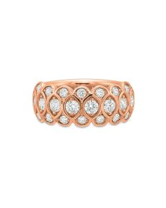 Precision Set Three Row Half 18K Rose Gold Diamond Anniversary Band