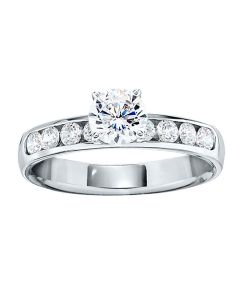 James Free 14K White Gold 8 Round Diamond Channel Set Semi Mount Band
