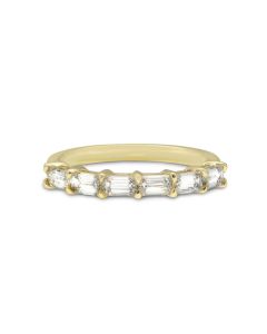 James Free Jewelers 18K Yellow Gold Six Diamond Emerald Ring
