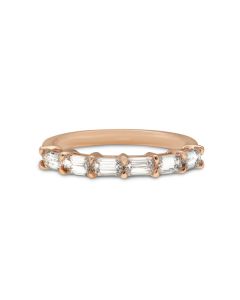 James Free Jewelers 18K Rose Gold Six Diamond Emerald Ring