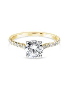 Precision Set 18K Yellow Gold Diamond Trim Semi-Mount Engagement Ring