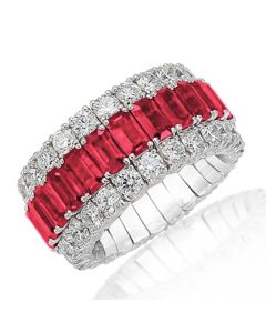 Picchiotti Xpandable "For The Love of Color" 18K White Gold, Diamond, and Ruby Ring 