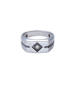 James Free14K White Gold Black and White Diamond .58ctw Signet Ring