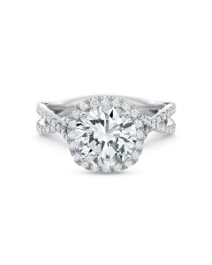 Precision Set 18K White Gold Twist Shank Semi-mount Diamond Engagement Ring