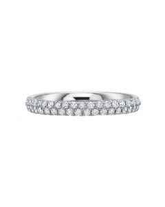 Precision Set Classic Comfort Fit Collection 14K White Gold Two Rows Diamond Wedding Band