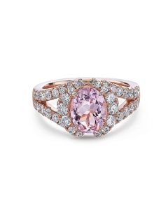 Charles Krypell 18K Rose Gold Morganite and Diamond Ring 3-7259-PM